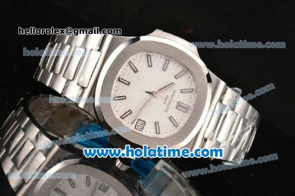Patek Philippe Nautilus Miyota 9015 Automatic Full Steel with White Dial and Stick Markers - Click Image to Close